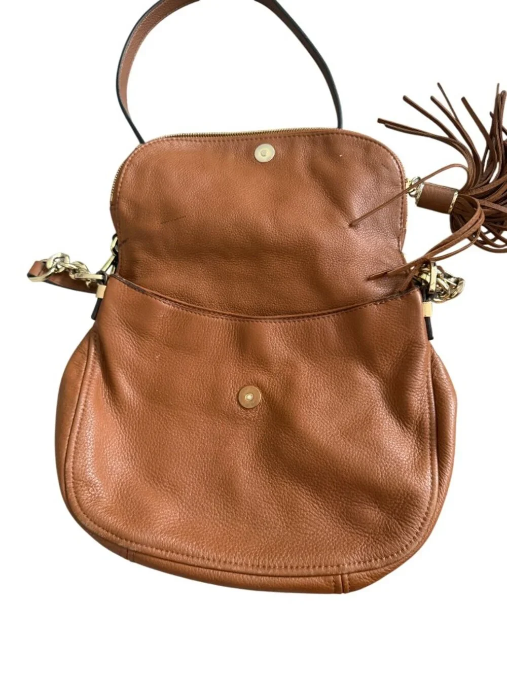 MICHAEL KORS Tan Pebble Leather Crossbody Two Way Bag